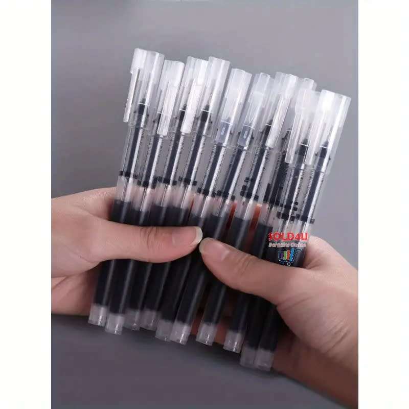 10 Pcs BLACK Quick-Drying 0.5mm Needle Gel pen Set