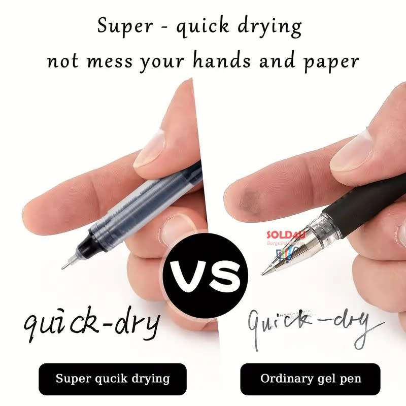 10 Pcs BLACK Quick-Drying 0.5mm Needle Gel pen Set