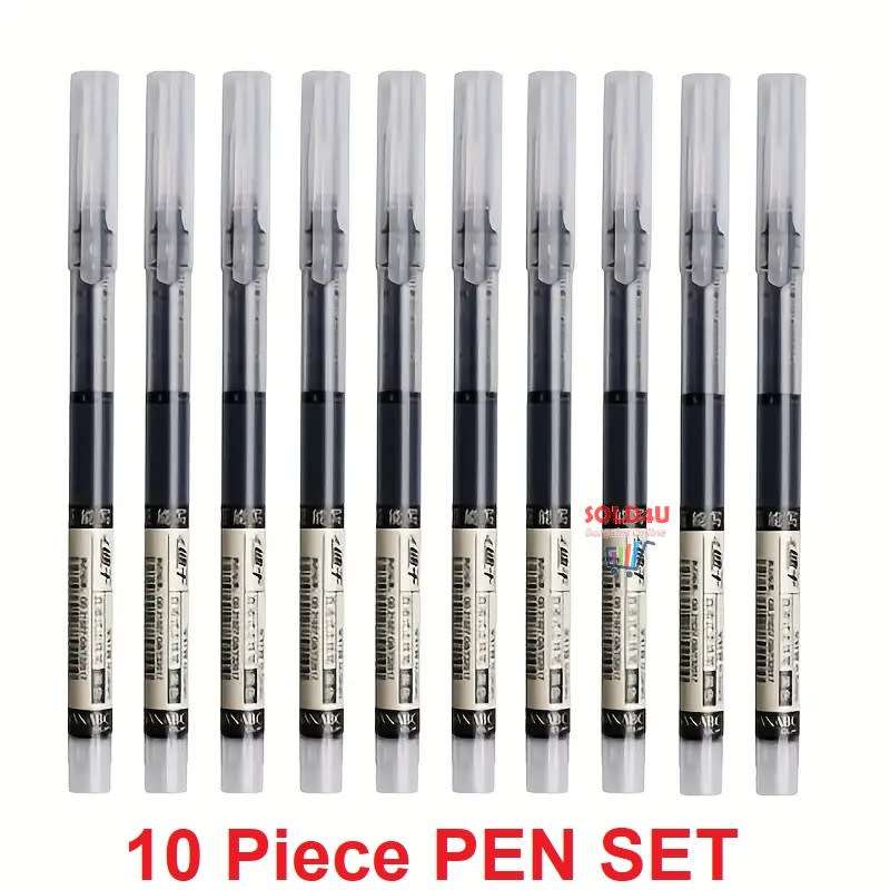 10 Pcs BLACK Quick-Drying 0.5mm Needle Gel pen Set