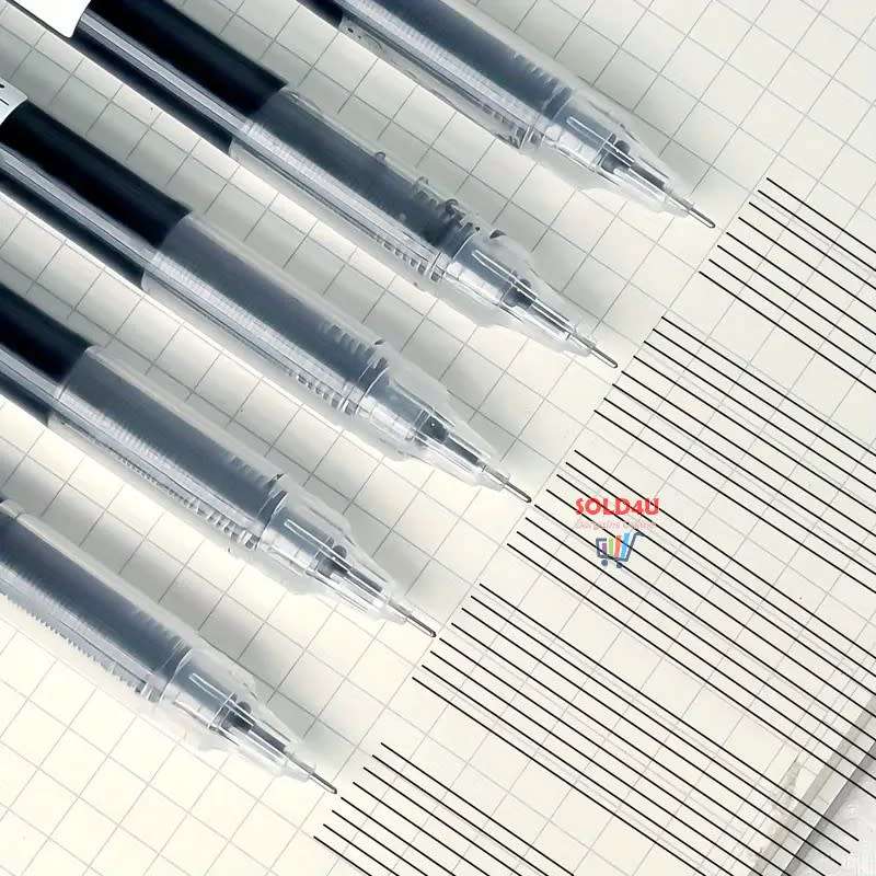 10 Pcs BLACK Quick-Drying 0.5mm Needle Gel pen Set