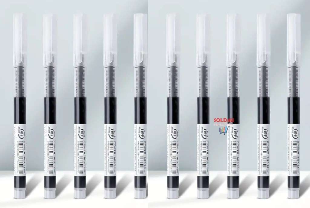 10 Pcs BLACK Quick-Drying 0.5mm Needle Gel pen Set