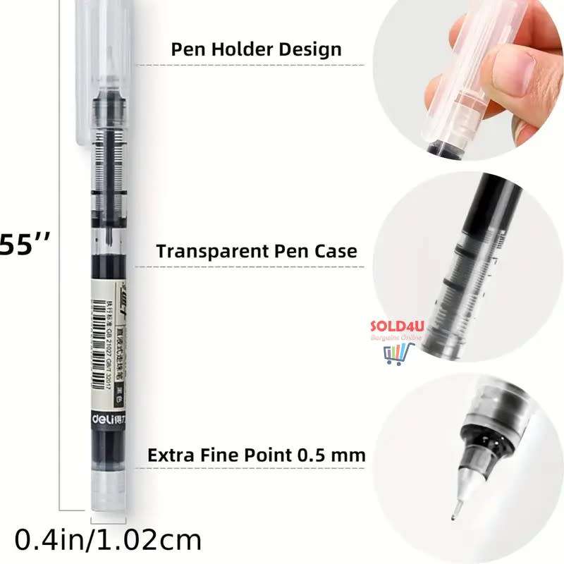 10 Pcs BLACK Quick-Drying 0.5mm Needle Gel pen Set