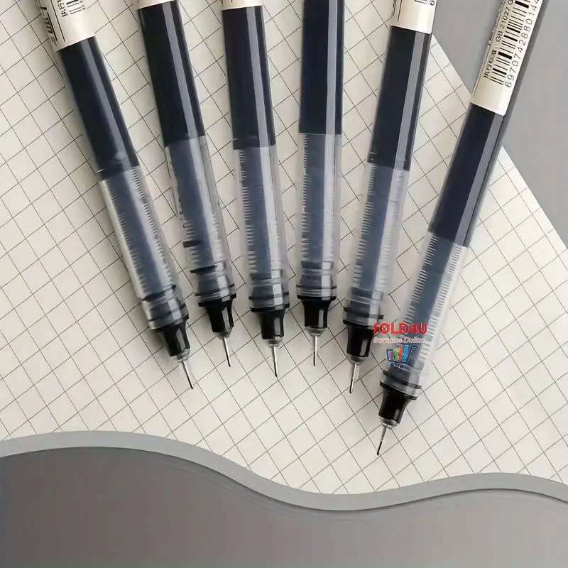 10 Pcs BLACK Quick-Drying 0.5mm Needle Gel pen Set