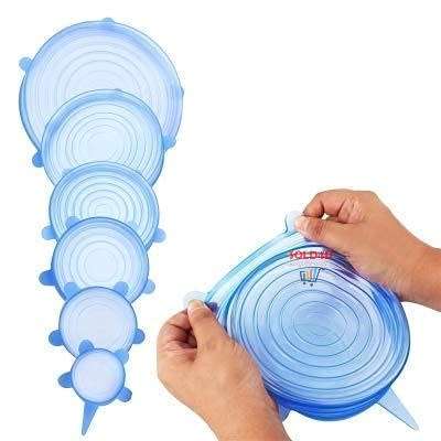 6Pcs Silicone Cover Stretch Lids Reusable Durable and Expendable Lids Silicone Covers for Fresh Food