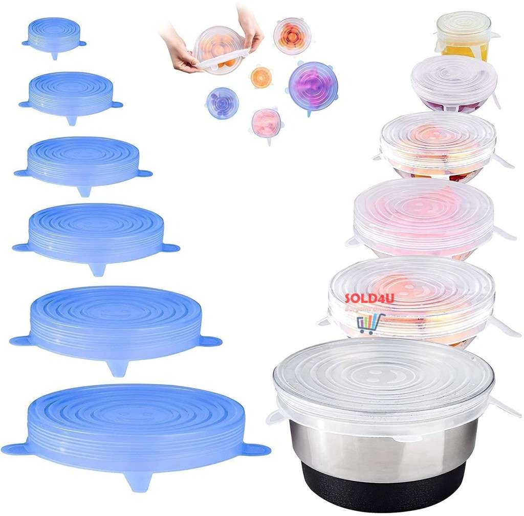 6Pcs Silicone Cover Stretch Lids Reusable Durable and Expendable Lids Silicone Covers for Fresh Food