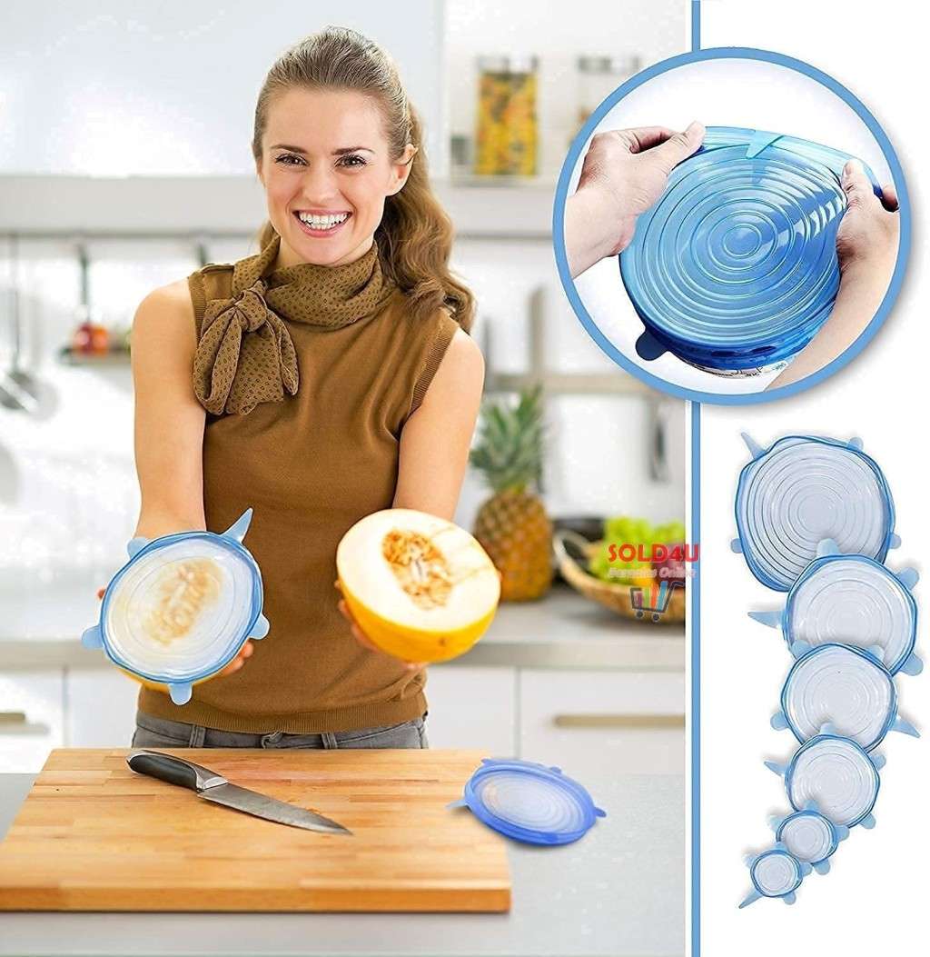 6Pcs Silicone Cover Stretch Lids Reusable Durable and Expendable Lids Silicone Covers for Fresh Food