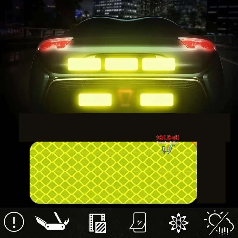 10Pcs Car Reflective Sticker, Traffic Safety Night Warning Car Reflective Strip Tape  (GREEN)