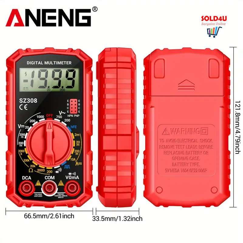 Digital Multimeter AC DC Voltage Resistance Meter Current Meter