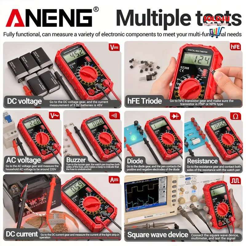 Digital Multimeter AC DC Voltage Resistance Meter Current Meter