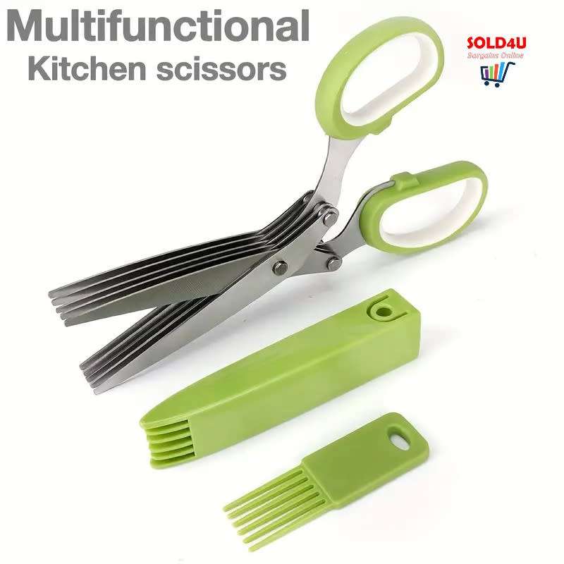 5-Layer Stainless Steel Herb Scissors Set