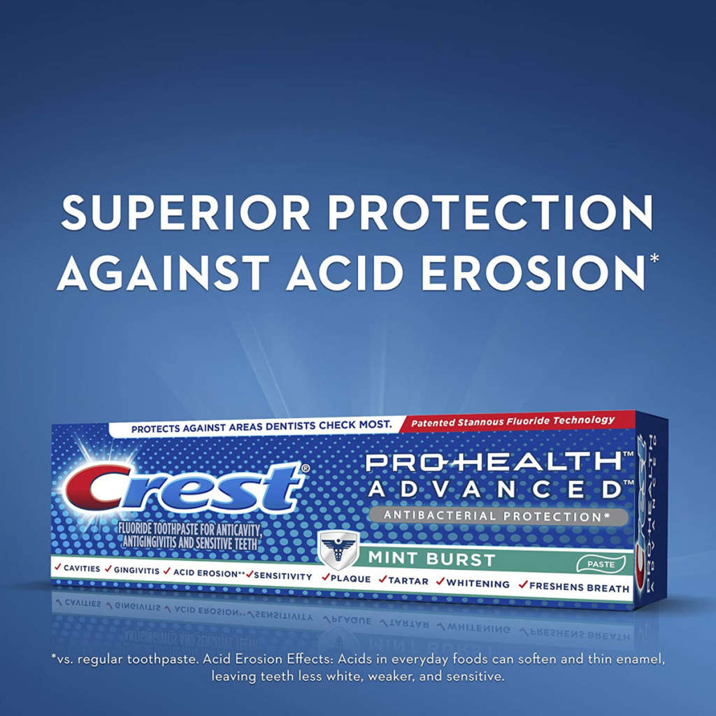 Crest Pro-Health Advanced Antibacterial Protection Toothpaste, Mint Burst, 141Grams (Pack of 4)