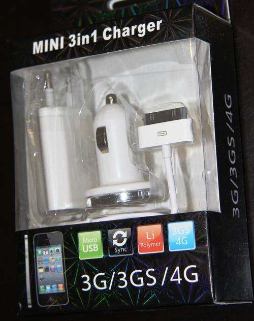 Mini 3 in 1 Charger Kit for iPhone 3G/3GS/4G USB Power Adapter+Car Charger+USB Cable - Brand New