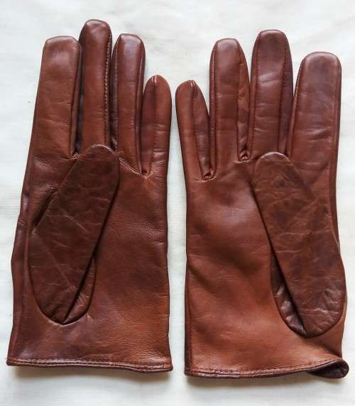ZARA Men's brown genuine leather driving gloves