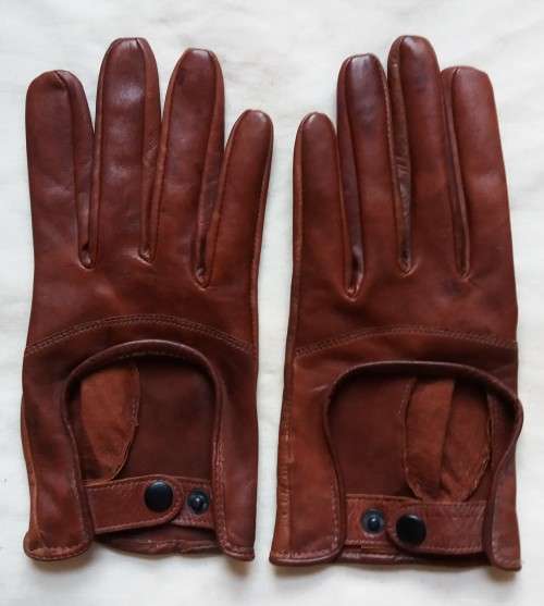 ZARA Men's brown genuine leather driving gloves