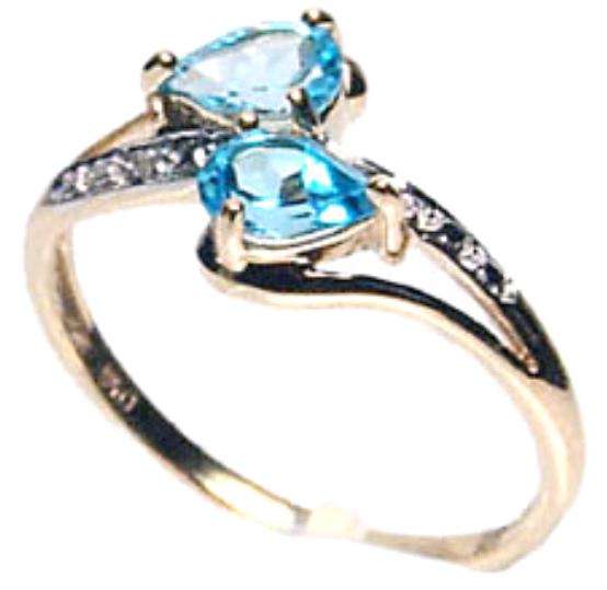 $$$$$ SALE $$$$$$ Genuine Swiss Blue Topaz  & Diamond in Solid Gold Ring