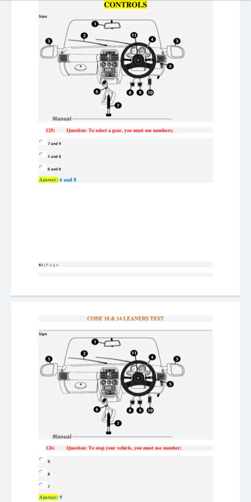 Drivers Learners Practice Test and Answers (Simplified)