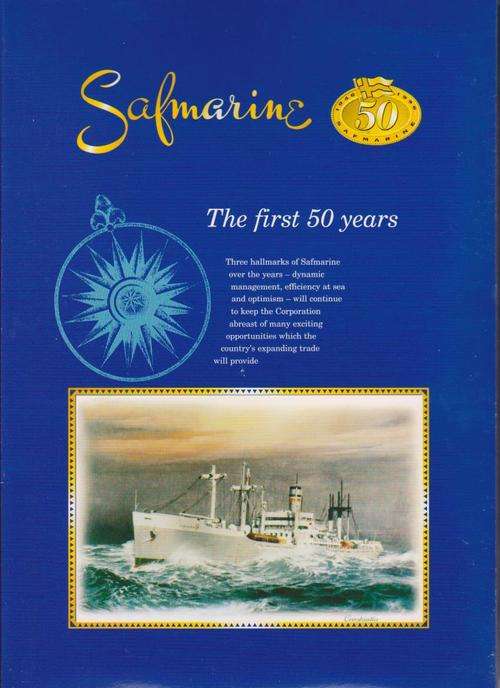 1996 50th Anniversary of SAFMARINE, special folder with 6 Paquebot covers & 2 m/sheets, 1000 issued
