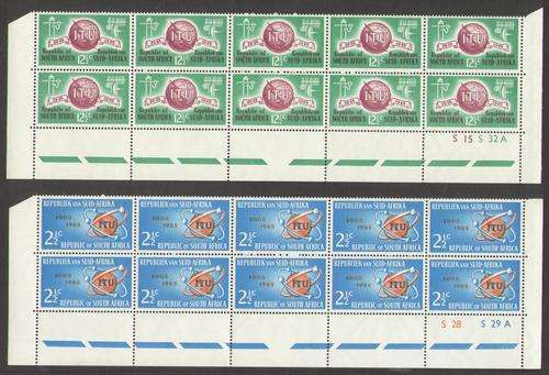 RSA: 1965 ITU set in A control/ cylinder / double bottom rows, blocks of 10, superb UM