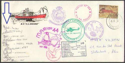 RSA 1981-87,11 x "S.A. AGULHAS" covers, 1 signed, 1 with R2 B4, VF variety - cachets, handstamps etc