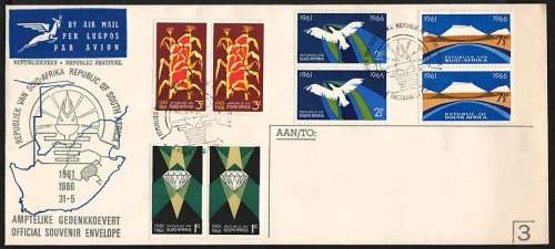 RSA: 1966-69 official FDC's 3; 4; 6; 7; 8; 10-12. VF condition, all but 2 unaddressed