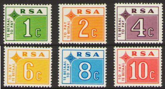 RSA 1972 (22 Mar) FINAL POSTAGE DUE SET COMPLETE in singles, SUPERB UM