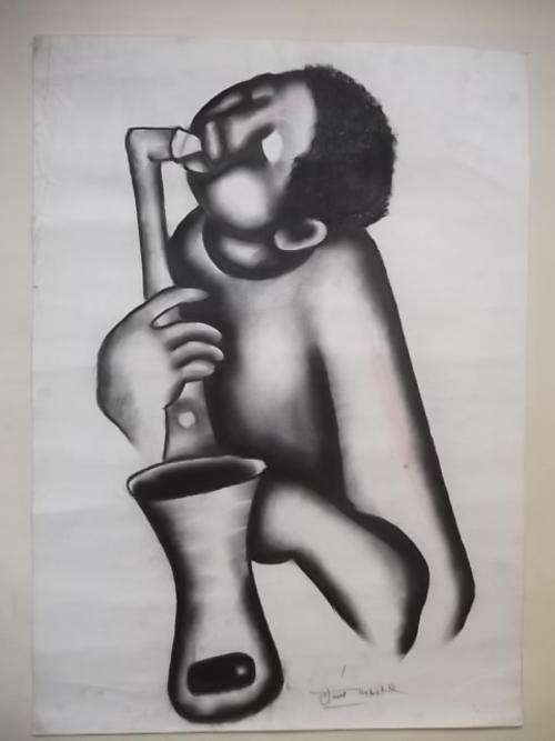 DAVID MBELE CHARCOL ON PAPER