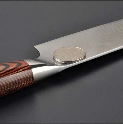 German Stainless Steel Chef Knife With Laser Etched Damascus Pattern