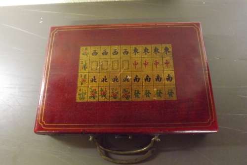 MAHJONG SET - VINTAGE BONE AND BAMBOO - SINGAPORE RULES