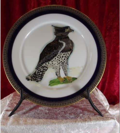 STUNNING MARTIAL EAGLE HAND PAINTED ON A NORITAKE JAPAN VINTAGE PLATE (1/3) -  from SUEZYT
