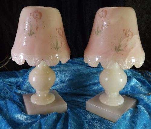 MARBLE RETRO SALMON PINK BOUDOIR LAMPS - from SUEZYT