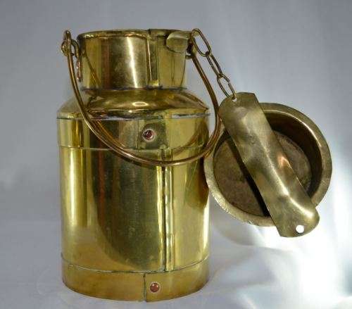 TWO VINTAGE BRASS MILK CANS from SUEZYT