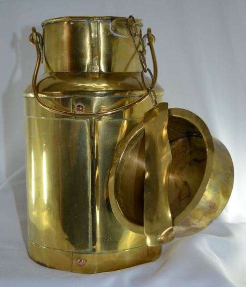 TWO VINTAGE BRASS MILK CANS from SUEZYT