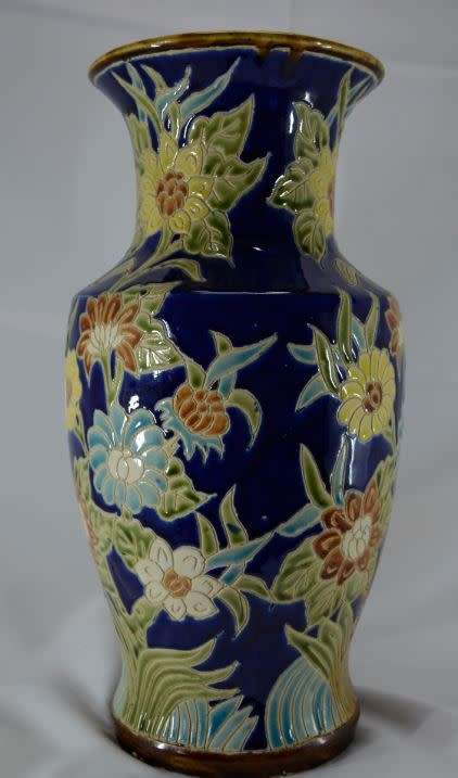 BIG BLUE FLOWERED CERAMIC VASE from SUEZYT