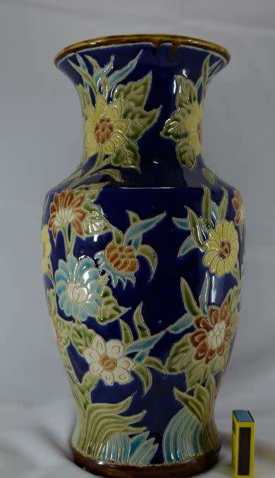 BIG BLUE FLOWERED CERAMIC VASE from SUEZYT