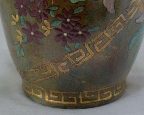 "reserved" 36cms LARGE CHINESE BROWN & TURQUOISE FLOWERED CERAMIC VASE - from SUEZYT