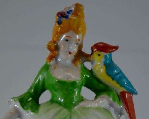 VINTAGE GIRL WITH PARROT PORCELAIN ORNAMENT - from SUEZYT