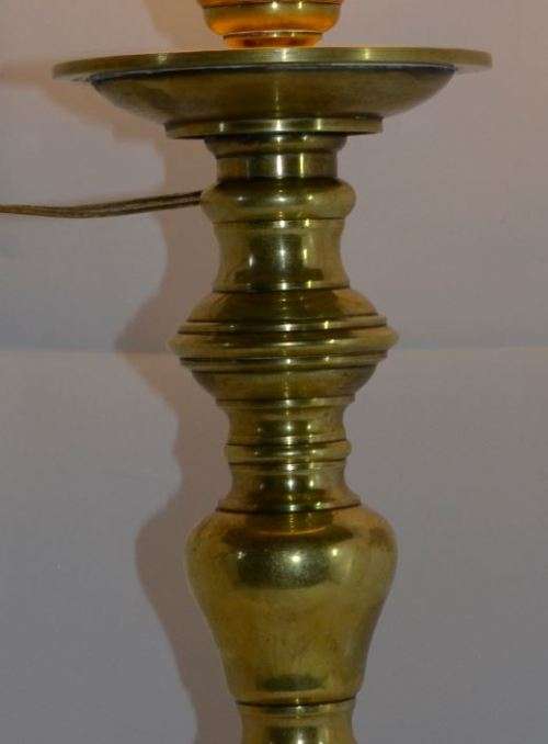 RETRO BRASS AND COPPER TABLE LAMP WITH GLASS SHADE - from SUEZYT