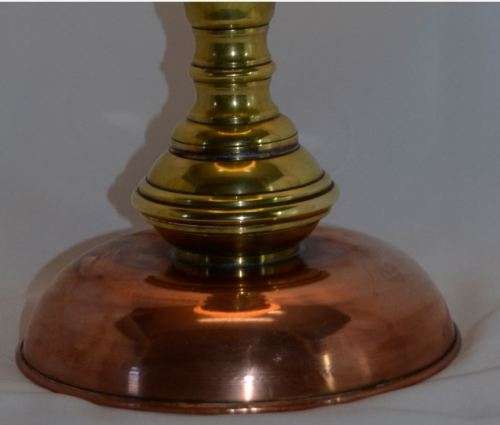 RETRO BRASS AND COPPER TABLE LAMP WITH GLASS SHADE - from SUEZYT