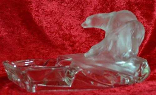 KARL ZENTENER GLASS POLAR BEARS ASHTRAY - from SUEZYT