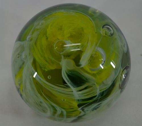 LOVELY LIME GREEN AND CLEAR GLASS PAPER WEIGHT - from SUEZYT