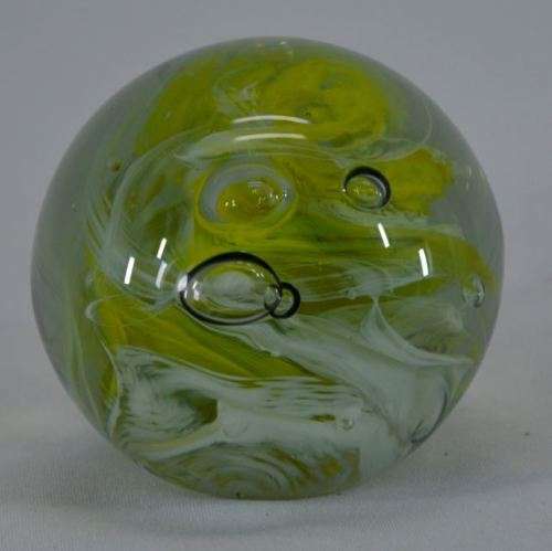 LOVELY LIME GREEN AND CLEAR GLASS PAPER WEIGHT - from SUEZYT