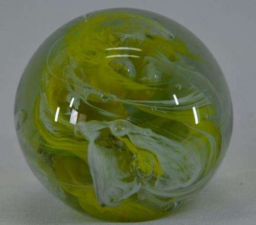 LOVELY LIME GREEN AND CLEAR GLASS PAPER WEIGHT - from SUEZYT