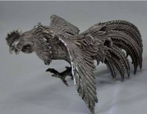 SILVER PLATE FIGHTING COCKERELS -- from SUEZYT