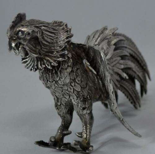 SILVER PLATE FIGHTING COCKERELS -- from SUEZYT