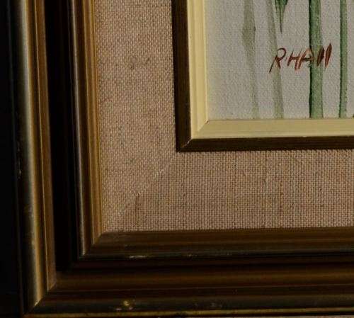 PRETTY BIRD IN A BAMBOO TREE - SIGNED R HALL - FRAMED - from SUEZYT