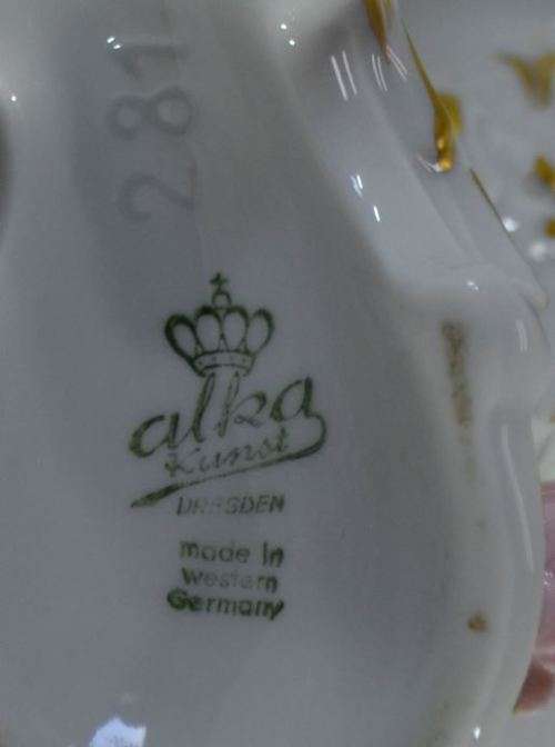 PAIR OF VINTAGE DRESDEN CANDLE HOLDERS WITH APPLIED FLOWERS - from SUEZYT