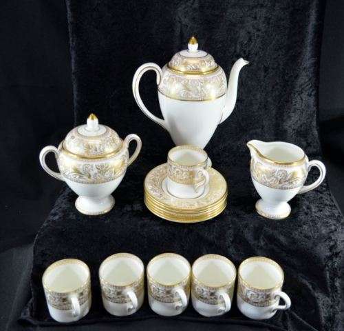 GOLDEN DRAGON FLORENTINE BY WEDGEWOOD - 17 PIECE COFFEE SET - from SUEZYT