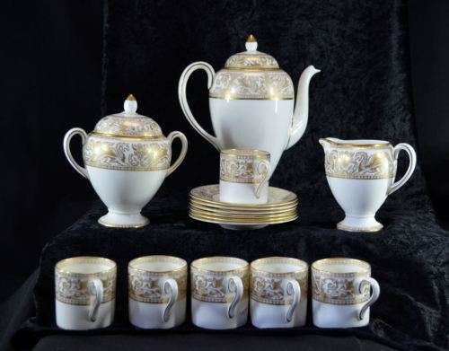 GOLDEN DRAGON FLORENTINE BY WEDGEWOOD - 17 PIECE COFFEE SET - from SUEZYT