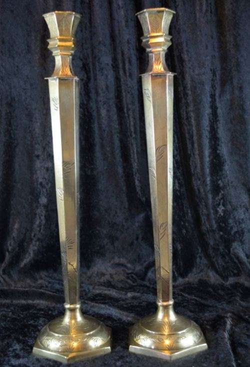 LARGE CHINESE SOLID BRASS CANDLE STICKS - from SUEZYT