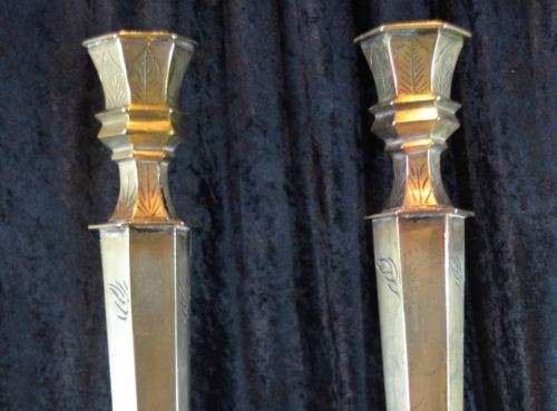 LARGE CHINESE SOLID BRASS CANDLE STICKS - from SUEZYT